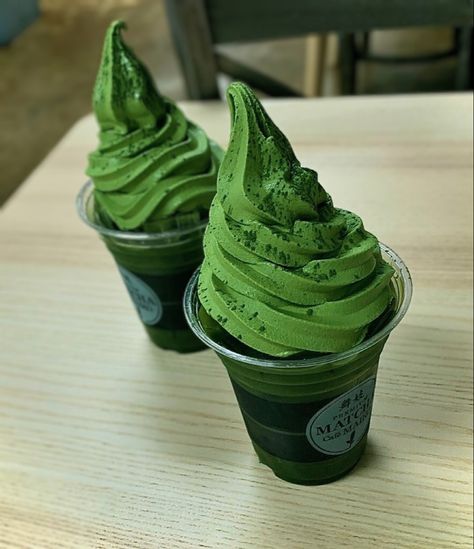 Aesthetic Green Food, Matcha Snacks, Pokémon Cafe, Matcha Food, Green Ice Cream, Green Foods, Matcha Dessert, Matcha Ice Cream, Green Food