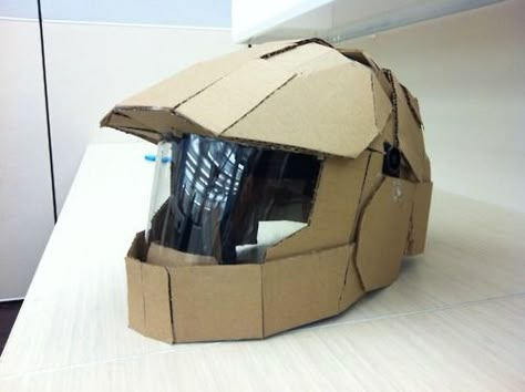 HAHA, cardboard motorcycle helmet | DIY | Pinterest | Design ... Cardboard Motorcycle, Cardboard Helmet, Steampunk Helmet, Red Hood Helmet, Daft Punk Helmet, Loki Helmet, Helmet Storage, Clone Trooper Helmet, Cardboard Costume