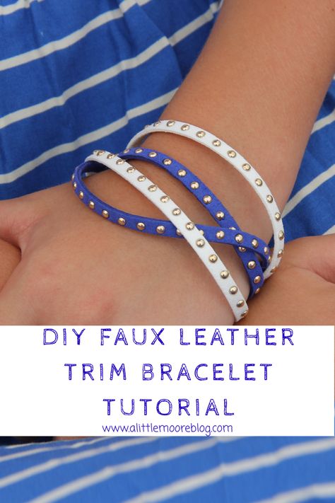 DIY faux leather trim bracelet tutorial Faux Leather Bracelets, Leather Wristbands, Leather Bracelets, Cricut Creations, Bracelet Tutorial, Craft Business, Leather Trim, My Daughter, Leather Trims