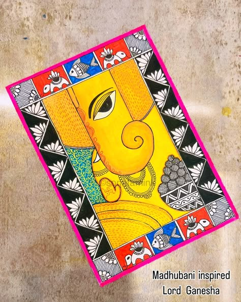 💫Discover the intricate beauty of this Madhubani Ganesha painting, a timeless piece of art rooted in the rich traditions of Mithila. Each detail in this handmade painting reflects the vibrant culture and skilled craftsmanship of Indian folk art. Bring home this unique artwork to add a touch of elegance and spirituality to your space. #MadhubaniPainting #MithilaArt #GaneshaArt #HandmadePainting #IndianFolkArt #TraditionalArt #CulturalHeritage #ArtCollectors #HomeDecor #MadhubaniArt #MithilaPa... Mithila Painting Indian Folk Art, Varli Art Painting, Preschool Attendance Chart, Madhubani Ganesha, Ganesha Madhubani, Mithila Art, Mithila Painting, Alpona Design, Madhubani Paintings