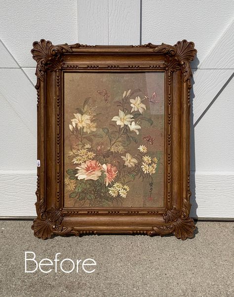 Painting Picture Frames Diy, Repurpose Picture Frames Diy, Vintage Frames Diy, Repurpose Picture Frames, Upcycle Frames, Big Picture Frames, Upcycled Picture Frames, Farmhouse Picture Frames, Empty Picture Frames