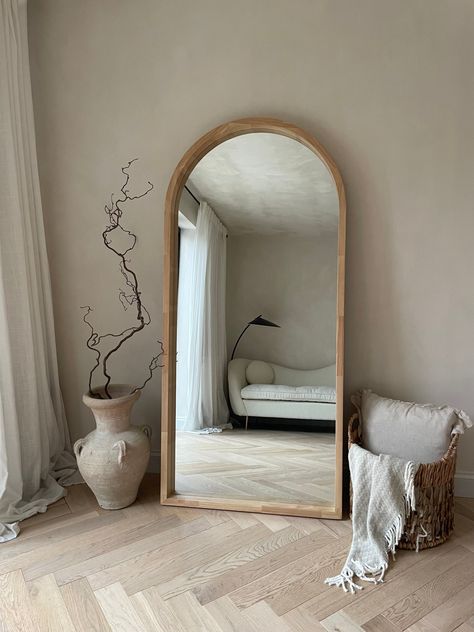 Full Length Mirror In Living Room, Diy Floor Length Mirror, Blue Bathroom Floor, Bathroom Floor Decor, Full Length Mirror Living Room, Full Length Mirror Diy, Mirror In Living Room, Floor Decor Ideas, Antique Full Length Mirror