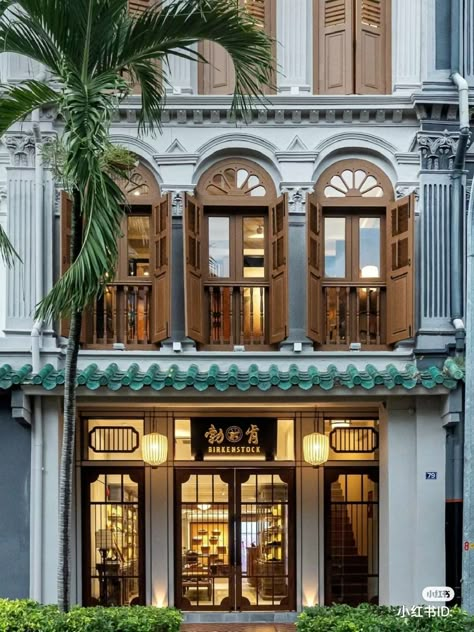 Shopping Plaza Design, Peranakan House, House Plan App, Theme Park Tycoon, Compact Apartment, Grand Villa, Baba Nyonya, Architecture Traditional, Cafe Exterior