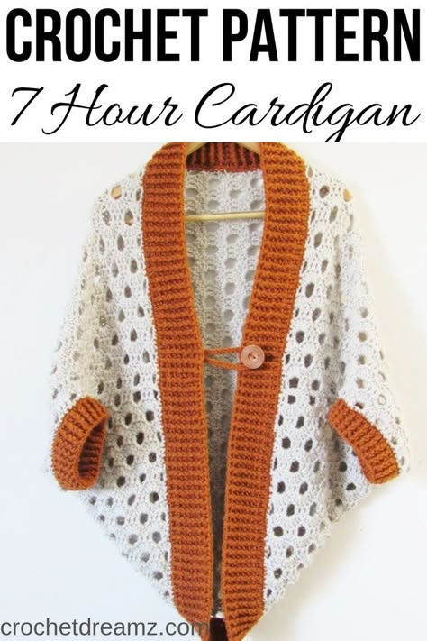 Easy Fast Crochet Cardigan, Crochet Skull Cardigan Pattern Free, Fast Crochet Cardigan, Free Crochet Jacket Patterns, Crochet Shrug Pattern Free, Crochet Vest Pattern Free, Crochet Cardigan Tutorial, Crochet Cocoon, Crochet Jacket Pattern