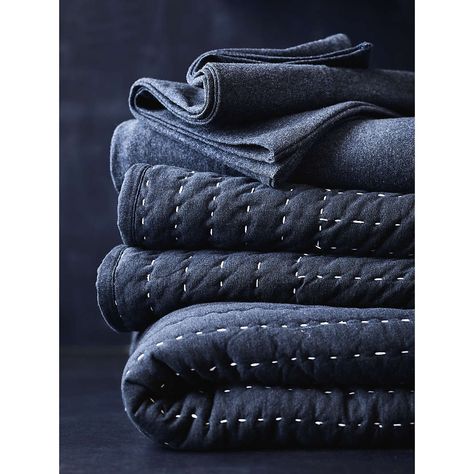 Jersey Bedding: Super Soft Jersey Bedding | Crate & Barrel Navy Quilt Bedding, Modern Rustic Bedding, Navy Teen Bedroom, Boy Bedding Sets, Denim Bedding, Dark Quilt, Men Bedding, Masculine Bedding, Kantha Quilting