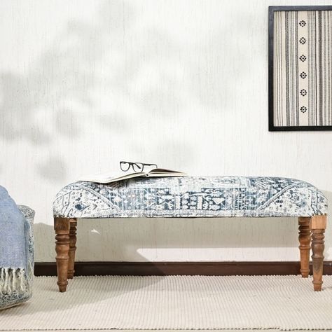 Diy Dining Bench, Upholstered Bench Living Room, Blue Bench, Fabric Bench, Entry Bench, Bench Seat Cushion, Living Room Bench, Bedroom Bench, Bench Ottoman