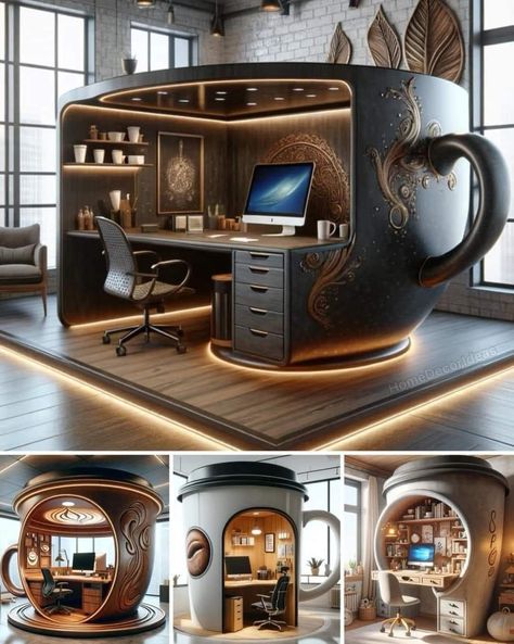 Small Office Interior Design, Simple Furniture Design, Coffee In Hand, Creative Bookshelves, Design Desks, Lobby Interior Design, Futuristic Home, Interior Design Your Home, Todays Mood