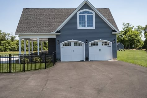 2 Car Garage With Pool House, Garage Addition To House, Pool House And Garage Combo, Shop Pool House Combo, Garage And Pool House Combo, Garage With Pool House, Pool House With Garage, Pool House Garage Combo, Detached Garage Pool House