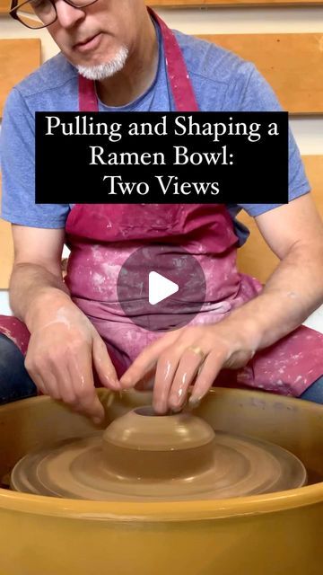 David Hooker / Hooker Pottery on Instagram: "Trying something new. Here’s two views of me throwing a bowl (well, two bowls, actually) so that you can get a good sense of how my hands are touching the clay. 

Each action is shown first from the front and then from the side. Hopefully this is more helpful than confusing. 

With summer coming I’ll have a little more time to make videos. What else would you like to see how to make? 

#pottery #potteryvideos #potterytips #bowl #ramenbowl #pottershelpingpotters #studiolife #potterystudio" How To Make Pottery, Ramen Bowls, Throwing Clay, Make Videos, Wheel Throwing, Trying Something New, Pottery Videos, Clay Bowl, Ramen Bowl