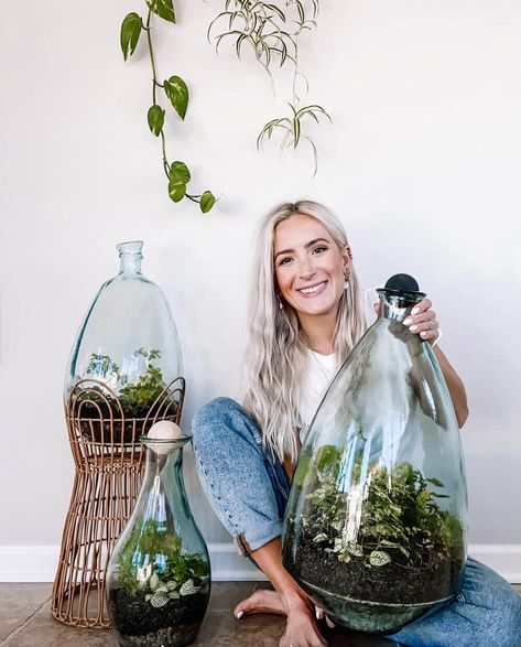 Building a Self-Sustaining Terrarium — House + Plant Hanging Plant Terrarium, Self Watering Terrarium, Diy Large Terrarium, Terrarium Self Sustaining, Walk In Terrarium, Glass Terrarium Ideas Easy Diy, Tropical Plant Terrarium, Self Sustaining Ecosystem In A Jar, Ecosystems Terrarium