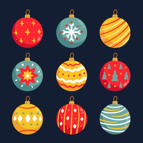 Free Vector | Hand drawn flat christmas ball ornaments collection Free Printable Christmas Decorations, Printable Christmas Decorations, Christmas Tree Background, Merry Christmas Background, Paper Christmas Ornaments, Ornament Drawing, Mdf Crafts, Christmas Balls Decorations, Business Christmas