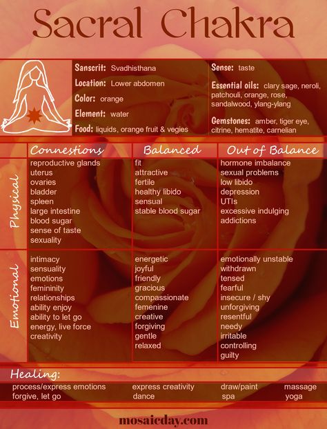 Opening Sacral Chakra (Svadhisthana) For Drive, Passion And Femininity Spiritual Chakras, Sacral Chakra Healing, Chakra Mantra, 2nd Chakra, Be More Attractive, Chakra Health, Womb Healing, Chakra Affirmations, Magic Stones