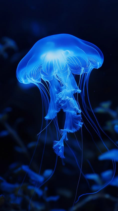 Blue Jellyfish Wallpaper, Blue Wallpapers Aesthetic, Computer Wallpaper Pink, Cute Wallpapers Blue, Real Jellyfish, Jellyfish Photo, Aesthetic Jellyfish, Wallpapers Blue, Jellyfish Wallpaper