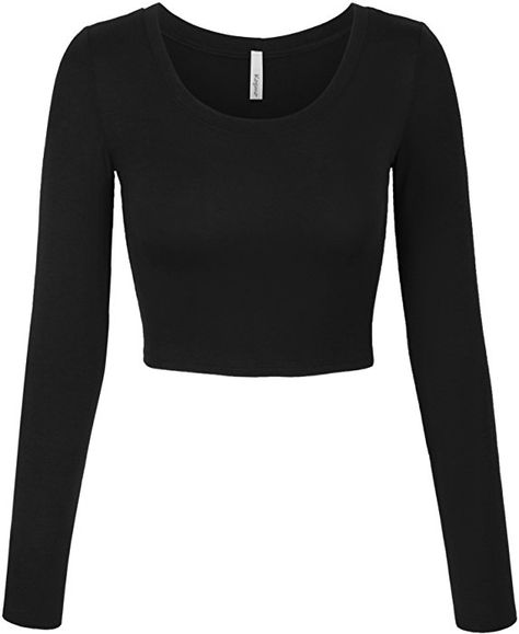 Black Long Sleeve Under Shirt, Long Black Shirt, Shirt Walmart, Black Long Sleeve Shirt, Top T Shirt, Long Sleeve Crop, Solid Tops, Long Sleeve Crop Top, Black Long Sleeve