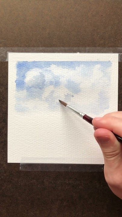 Easy Watercolor Clouds | How to paint step by step #watercolortutorial #watercolor #shorts Watercolour Clouds Easy, Cloud Watercolor Tutorials, Watercolor Cloud Tutorial, Painting Clouds Watercolor, How To Make Watercolor, Watercolor Drawing Step By Step, Watercolor Videos For Beginners, Cloud Watercolor Paintings, Watercolor How To Step By Step