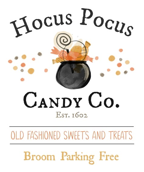 Cute Halloween Printables, Hocus Pocus Halloween Decor, Vintage Halloween Prints, Old Fashioned Sweets, Halloween Vignette, Halloween Candy Bar, Hocus Pocus Party, Hocus Pocus Halloween, Halloween Printables Free