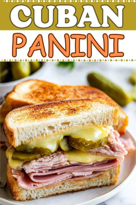 Grilled Cuban Sandwich, Cuban Sandwich Sauce, Sandwich Ham Recipes, Best Panini Sandwiches, Easy Sandwiches For Dinner, Paninis Sandwiches Recipes, Pickle Sandwich Recipes, Cibatta Paninis, Ham Sandwich Ideas