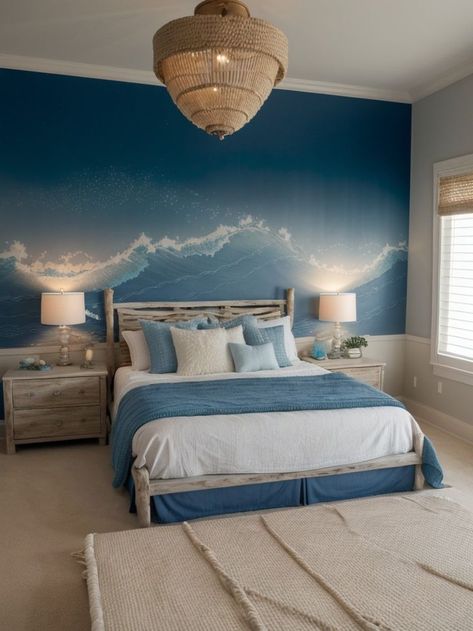 Beach Room Ideas, Ocean Inspired Bedroom, Nautical Decor Living Room, Sea Bedrooms, Nautical Decor Bedroom, Ocean Themed Rooms, Ocean Bedroom, Ocean Room Decor, Beachy Room Decor