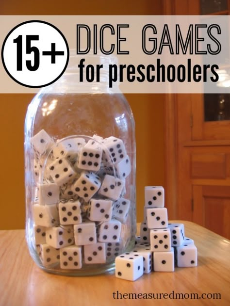 Dice games are such a fun way to practice math skills! Here are our favorite dice games for preschoolers. Dice Games For Preschoolers, Games For Preschoolers, Pre K Math, Prek Math, Numbers Preschool, E Mc2, Homeschool Math, Preschool Games, Dice Games