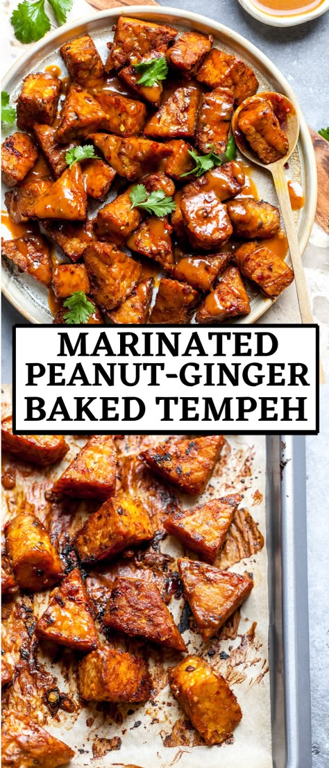 Asian Tempeh Recipes, Marinated Tempeh Recipes, Tempeh Meal Prep, Vegan Ginger Recipes, Baked Tempeh Recipes, Tempeh Marinade Recipes, Tempeh Meals, Tempeh Noodles, Vegetarian Proteins