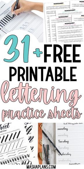 Free Brush Lettering Practice Worksheets. Get your lettering calligraphy practice on with over 30 free practice worksheets. Learn the basics of brush calligraphy and start creating beautiful pieces with these practice sheets. #brushcalligraphy #lettering #handlettering #mashaplans #learntoletter#brushlettering Cover Ups Tattoo, Free Lettering Worksheets, Brush Lettering Worksheet, Lettering Practice Sheets, Hand Lettering Practice Sheets, Lettering Worksheets, Alfabet Font, Lettering For Beginners, Brush Lettering Practice