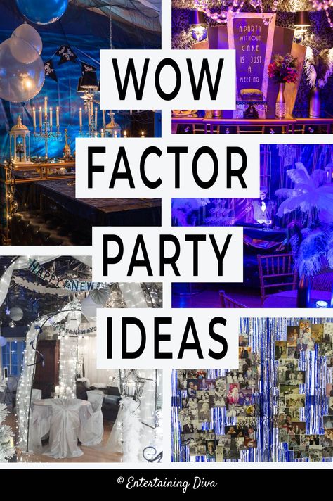 These wow factor party ideas are a great way to make your event decor look fabulous, even if you're on a budget. #entertainingdiva #partydecor #partyplanning #eventdecor #birthdayparty #partyideas Budget Event Decor, How To Decorate A Large Event Space, Elegant Decorating Ideas Party Events, Fundraising Gala Decor, Elegant Birthday Party Decor, Elegant Gala Decorations, Gala Event Ideas, Gala Party Ideas Decoration, Gala Decor Ideas