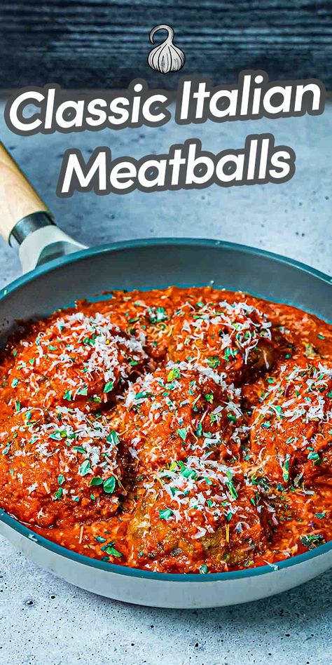 There is nothing better than Classic Italian Meatballs you find at a fine Italian restaurant. And luckily for you, our meatball recipe replicates that exact tender, soft & perfectly seasoned meatball experience - right in your own kitchen. Via @umamiology Fine Dining Recipes Italian, Moist Meatballs Italian, The Best Italian Meatballs, How To Make Italian Meatballs, Stanley Tucci Meatballs, Spaghetti Recipes Meatballs, Italian Pork Meatballs Recipe, Large Italian Meatballs, Best Italian Meatballs Homemade