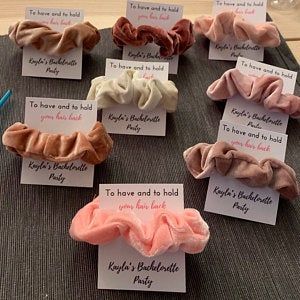 shower Bachelorette Party Favor Scrunchie Hair Ties To Have and Spa Bachelorette Parties Bacheloret Pyjamas Party, Pijama Party, Diy Hair Scrunchies, Scrunchies Diy, Spa Birthday, Bachelorette Party Favor, Bachelorette Party Planning, Bridal Bachelorette Party, Bachelorette Party Bride