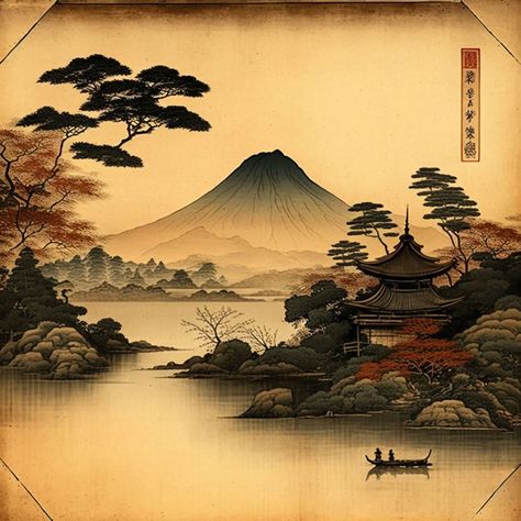 Explore the enchanting world of Japanese painting with us! Dive into rich traditions, serene techniques, and the harmonious spirit of nature in art. Traditional Chinese Painting Landscapes, Japanese Art Prints Traditional, Landscape Art Pencil, Japanese Painting Ideas, Japanese Painting Traditional, Japanese Art Landscape, Japanese Traditional Painting, Japanese Spirits, Japanese Landscape Painting