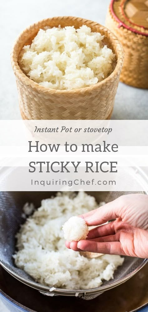 Make Sticky Rice, Sticky Rice Thai, Rice In Rice Cooker, Mango Sticky Rice Recipe, Rice In The Instant Pot, Rice In A Rice Cooker, Rice For Dinner, Easy Thai Recipes, Sweet Sticky Rice