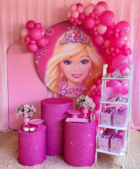 Barbie Birthday Party Ideas Decoration, Barbie Party Decorations, Crochet Princess, 1st Birthday Cakes, Barbie Birthday Party, Barbie Theme, Girl Birthday Decorations, Barbie Cake, All Pink