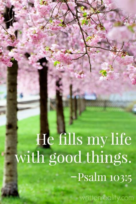 Psalm 103 5, Selamat Hari Valentine, Ayat Alkitab, Life Quotes Love, Blossom Trees, Christian Inspiration, Scripture Quotes, Green Grass, Scripture Verses