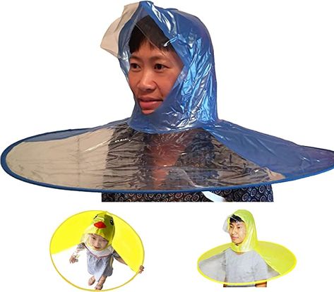 Amazon.com: Healthy & Happy Head wear Hand Free Foldable Raincoat Umbrella for Fishing Hiking and School (X-Large) Blue : Sports & Outdoors Backpack Umbrella, Head Umbrella, Uv Protection Umbrella, Fishing Umbrella, Rain Cap, White Elephant Game, Long Umbrella, School Clothing, Hiking Hat