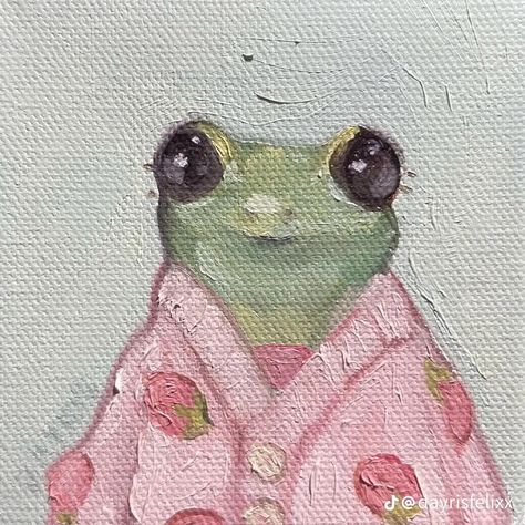 Green Aesthetic Outfit, Cute Paintings, Aesthetic Outfit Ideas, Arte Inspo, A Frog, Subscribe To My Channel, Cute Frogs, Full Of Love, Mini Canvas Art