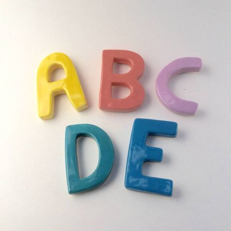 Are you interested in our Alphabet fridge magnets? With our Ceramic letter magnets you need look no further. Magnet Projects, Clay Fridge, Alphabet Magnets, Letter Wall Decor, Name Blocks, 3d Printing Pen, Paper Flower Crafts, Simple Photo, Design Master