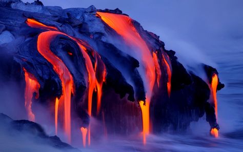 nature, Landscape, Volcano, Lava, Smoke, Water, Sea, Long Exposure, Volcanic… Volcano Wallpaper, Bing Wallpaper, Mont Fuji, Lava Flow, Crater Lake, Bagan, Acropolis, Chichen Itza, Varanasi