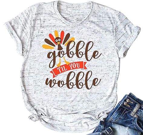 Turkey Print, Gobble Til You Wobble, Funny Thanksgiving Shirts, Thanksgiving Tee, Casual Shirt Women, Thanksgiving Shirt, Estilo Chic, Funny Thanksgiving, Thanksgiving Shirts