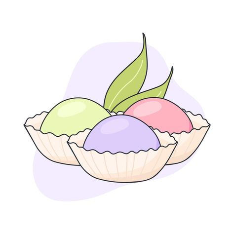 Mochi Japanese traditional sweet. Japanese asian sweets. Healthy eating, cooking, menu, banner, sweet food, dessert concept. Draw in doodle style, vector illustration. Chinatown Poster, Mochi Illustration, Mochi Japanese, Sweets Healthy, Concept Draw, Asian Sweets, Line Logo, Drawing Doodles, Doodle Style