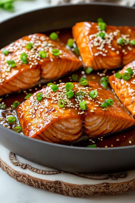 Teriyaki Salmon - Insanely Good Asian Salmon Recipes, Teriyaki Glazed Salmon, Food Ideas For Parties, Salmon Teriyaki, Cute Food Ideas, Teriyaki Glaze, Delicious Seafood Recipes, Cooking Measurements, Teriyaki Salmon