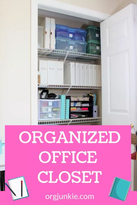 Tidy Wardrobe, Office Supplies Closet, Cubicle Storage, Organizing Office Supplies, Closet Office Organization, Organization On A Budget, Diy Closet Organization, Closet Storage Ideas, Organize Office