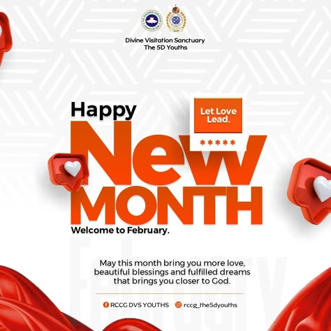 Happy New Month Design Template, Happy New Month Graphic Design Ideas, New Month Flyer Design Ideas, Happy New Month February Flyer Design, Happy New Month Background, New Month Design Flyer, Happy New Month Images, Happy New Month Flyer Design, Happy New Month Design