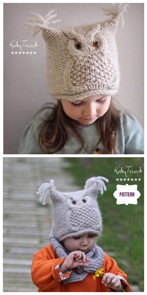 Kids Owl Hat Knitting Patterns Free & Paid - Owl Hat Knitting Pattern "Chouette" Kids Knitting Patterns Free, Hat Knitting Patterns Free, Owl Knitting Pattern, Baby Boy Knitting Patterns Free, Baby Hat Knitting Patterns Free, Boys Knitting Patterns Free, Knitted Owl, Owl Crochet Patterns, Kids Knitting Patterns