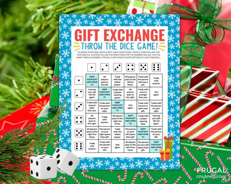 White Elephant Gift Exchange Rules, Gift Exchange Rules, Gift Exchange Dice Game, Gift Exchange Dice, Christmas Eve Games, Gift Exchange Game, Games Group, Gift Games, Christmas Gift Exchange Games