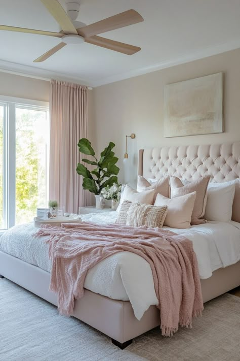 Light Pink Rooms, Light Pink Bedrooms, Pink And White Bedroom, Blush Pink Bedroom, Pink Bedroom Decor, Dream Bedroom Inspiration, My Dream Bedroom, Pink Bedrooms, Bedroom Color Schemes