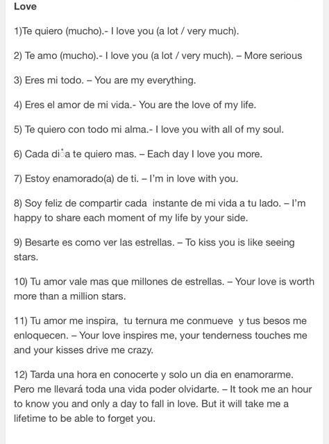 Spanish Message For Bf, Spanish Words For Love, Love Letter In Spanish, Pet Names In Other Languages, Spanish Love Quotes For Him Translated, Romantic Things To Say In Spanish, Quotes For Boyfriend In Spanish, Spanish Words To Call Your Boyfriend, Spanish Words Meaningful Love