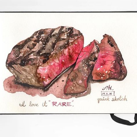 Juicy Steak! 🍺 #hhkintertrade Draw Food, Food References, Foodie Art, Food Sketch, Food Artwork, Food Illustration Art, Watercolor Food, Food Drawings, Juicy Steak