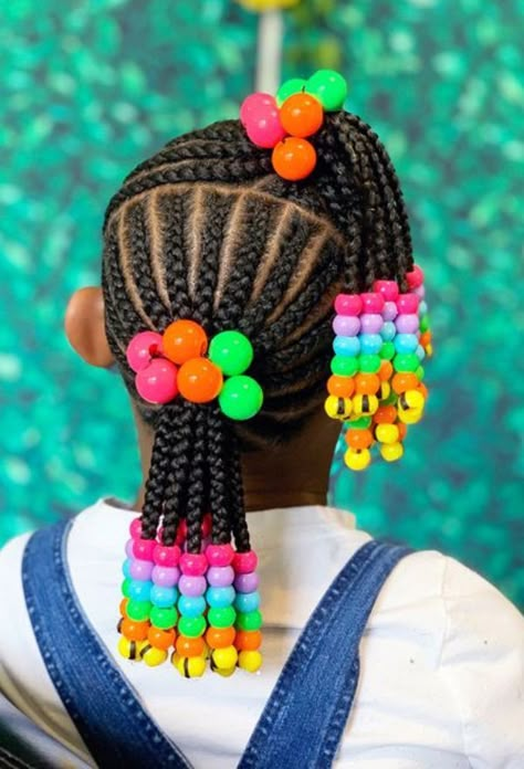 59 Legendary Hairstyles with Beads for Little Girls - Curly Craze Toddler Girl Braids With Beads, Kids Braids With Beads Natural Hair, Toddler Girl Braid Styles With Beads, Toddler Braids With Beads, Braids With Beads Kids, Kid Braid Styles With Beads, Kids Braided Hairstyles With Beads, Toddler Braid Styles, Kids Braids With Beads