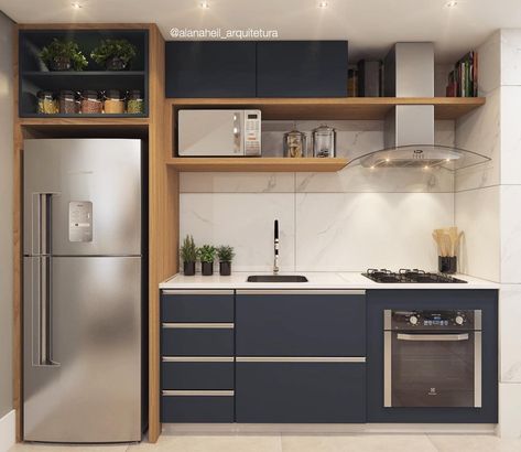 Tiny Kitchen Design, Small Apartment Kitchen, Kabinet Dapur, Kitchen Decor Apartment, Small Kitchen Decor, 아파트 인테리어, Kitchen Room Design, Kitchen Inspiration Design, Kitchen Furniture Design