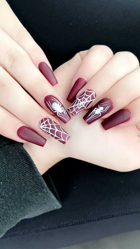 Halloween Acrylic Nails Red Nails Spiderman, Spiderman Nails, Marvel Nails, Solid Color Nails, Halloween Acrylic Nails, Anime Nails, Grunge Nails, Halloween Nail Designs, Coffin Nails Designs