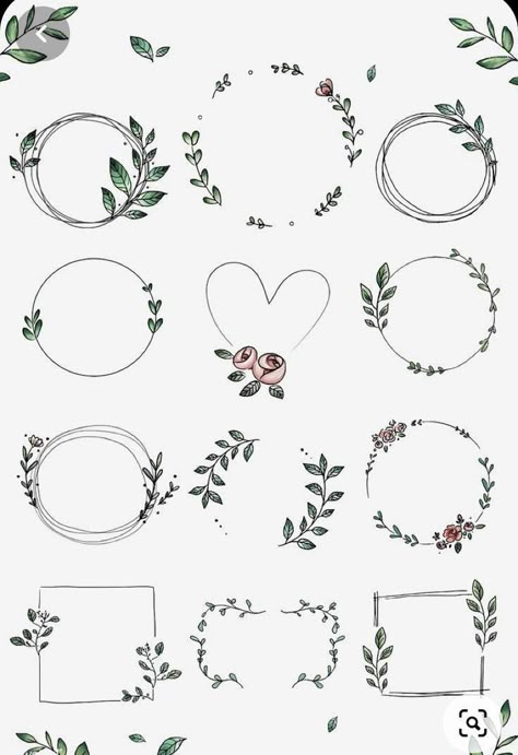 Wreath Vector, Doodle Floral, Idee Cricut, Desain Quilling, Scrapbook Videos, Floral Doodle, Bullet Journal Diy, Bullet Journal Design Ideas, Pola Sulam